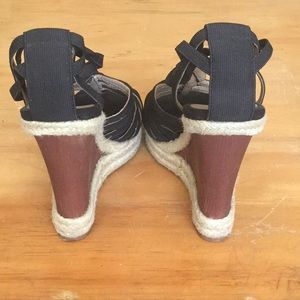 Black and Brown Wedge Sandals